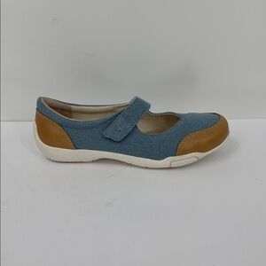 Ros Hommerson Capricorn maryjane flat comfort shoe blue denim sparkle women 4.5